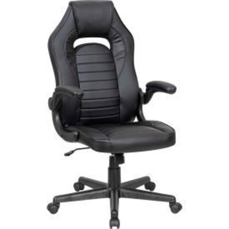 GLOBAL EQUIPMENT Interion    Antimicrobial Racing Chair, Black HX-81091H